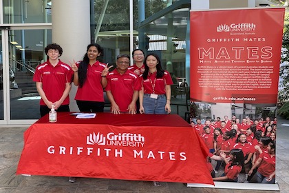 Griffith Mates Welcome Booth at GU Info Hub